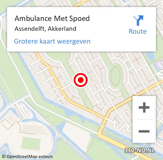 Locatie op kaart van de 112 melding: Ambulance Met Spoed Naar Assendelft, Akkerland op 11 september 2022 02:28