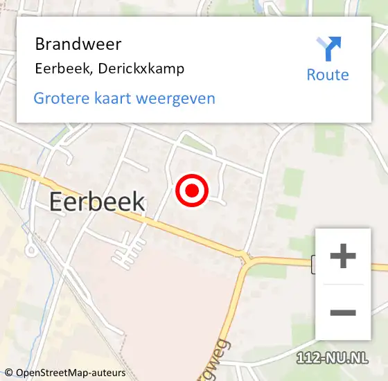 Locatie op kaart van de 112 melding: Brandweer Eerbeek, Derickxkamp op 11 september 2022 02:32