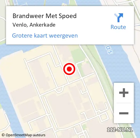 Locatie op kaart van de 112 melding: Brandweer Met Spoed Naar Venlo, Ankerkade op 11 september 2022 02:34