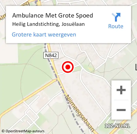 Locatie op kaart van de 112 melding: Ambulance Met Grote Spoed Naar Heilig Landstichting, Josuëlaan op 11 september 2022 02:49