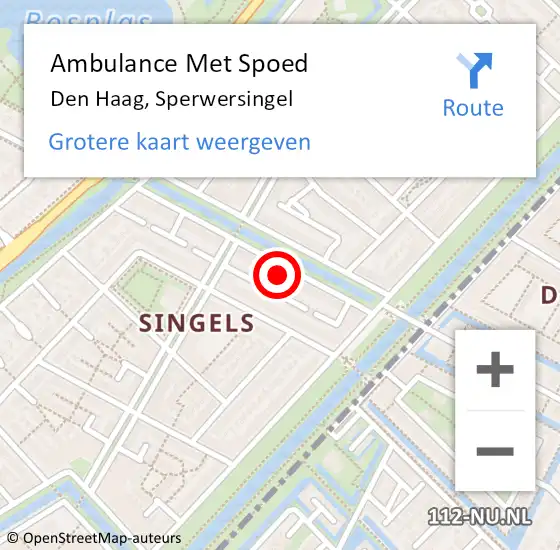 Locatie op kaart van de 112 melding: Ambulance Met Spoed Naar Den Haag, Sperwersingel op 11 september 2022 02:52
