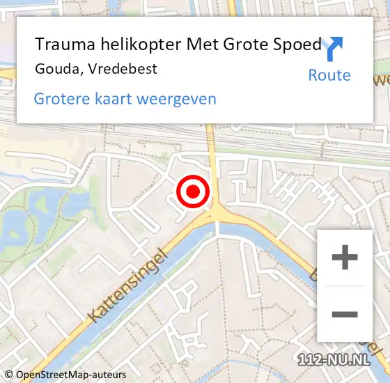 Locatie op kaart van de 112 melding: Trauma helikopter Met Grote Spoed Naar Gouda, Vredebest op 11 september 2022 03:17