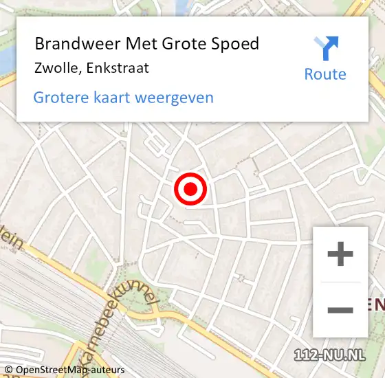 Locatie op kaart van de 112 melding: Brandweer Met Grote Spoed Naar Zwolle, Enkstraat op 11 september 2022 03:22