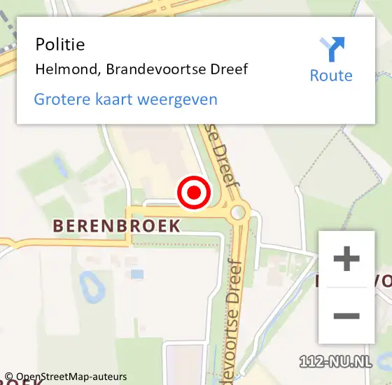 Locatie op kaart van de 112 melding: Politie Helmond, Brandevoortse Dreef op 11 september 2022 03:25