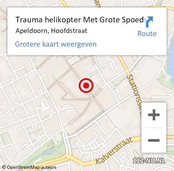 Locatie op kaart van de 112 melding: Trauma helikopter Met Grote Spoed Naar Apeldoorn, Hoofdstraat op 11 september 2022 03:28