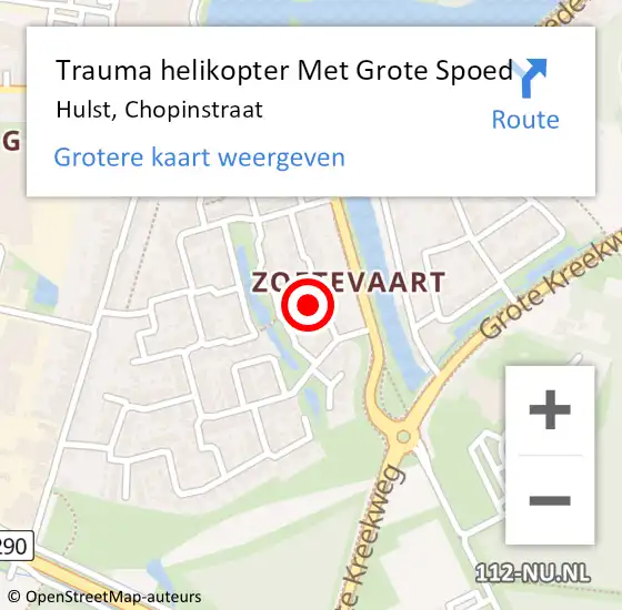 Locatie op kaart van de 112 melding: Trauma helikopter Met Grote Spoed Naar Hulst, Chopinstraat op 11 september 2022 04:12