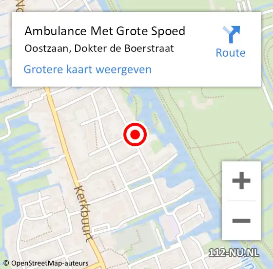 Locatie op kaart van de 112 melding: Ambulance Met Grote Spoed Naar Oostzaan, Dokter de Boerstraat op 11 september 2022 04:16