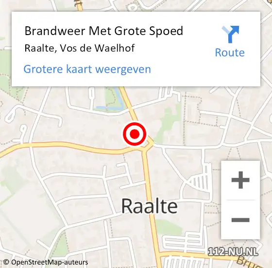 Locatie op kaart van de 112 melding: Brandweer Met Grote Spoed Naar Raalte, Vos de Waelhof op 28 juli 2014 23:37