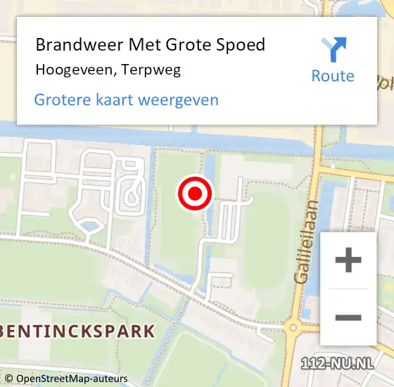 Locatie op kaart van de 112 melding: Brandweer Met Grote Spoed Naar Hoogeveen, Terpweg op 11 september 2022 04:50