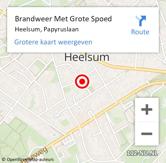 Locatie op kaart van de 112 melding: Brandweer Met Grote Spoed Naar Heelsum, Papyruslaan op 11 september 2022 04:51