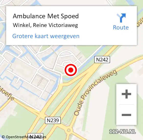 Locatie op kaart van de 112 melding: Ambulance Met Spoed Naar Winkel, Reine Victoriaweg op 11 september 2022 04:57