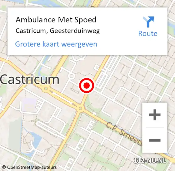 Locatie op kaart van de 112 melding: Ambulance Met Spoed Naar Castricum, Geesterduinweg op 11 september 2022 05:55