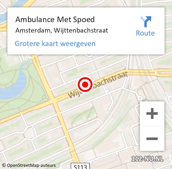 Locatie op kaart van de 112 melding: Ambulance Met Spoed Naar Amsterdam, Wijttenbachstraat op 11 september 2022 06:35