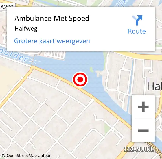 Locatie op kaart van de 112 melding: Ambulance Met Spoed Naar Halfweg op 11 september 2022 07:20