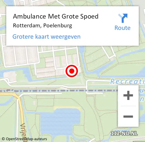 Locatie op kaart van de 112 melding: Ambulance Met Grote Spoed Naar Rotterdam, Poelenburg op 11 september 2022 07:45