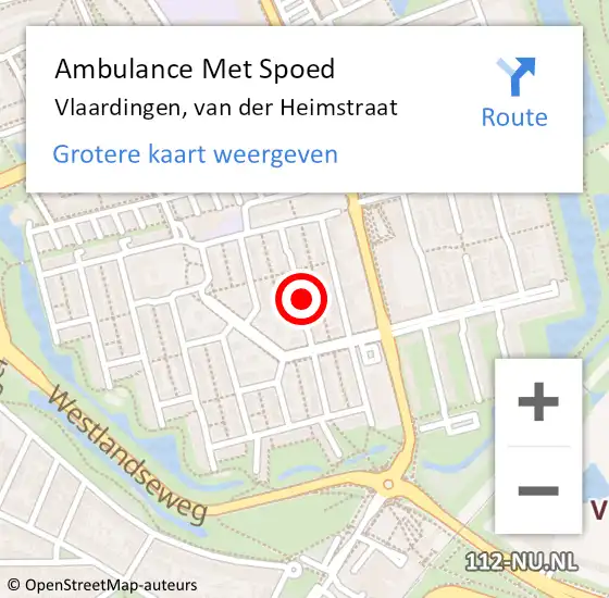 Locatie op kaart van de 112 melding: Ambulance Met Spoed Naar Vlaardingen, van der Heimstraat op 11 september 2022 07:55