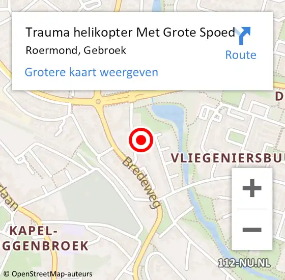 Locatie op kaart van de 112 melding: Trauma helikopter Met Grote Spoed Naar Roermond, Gebroek op 11 september 2022 08:38