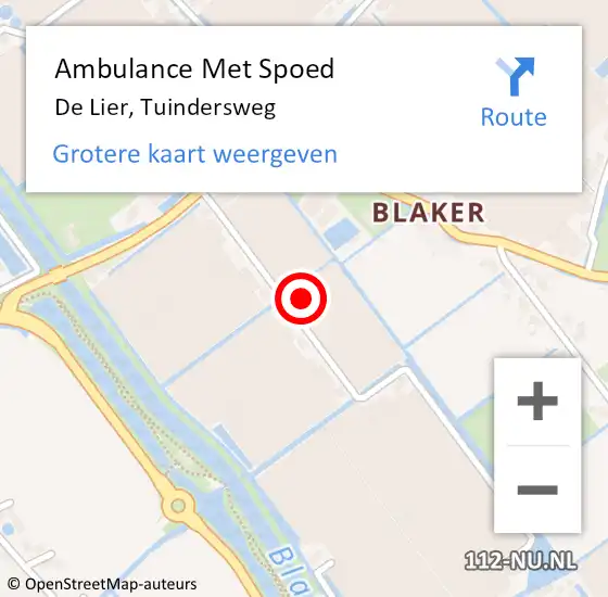 Locatie op kaart van de 112 melding: Ambulance Met Spoed Naar De Lier, Tuindersweg op 11 september 2022 09:12