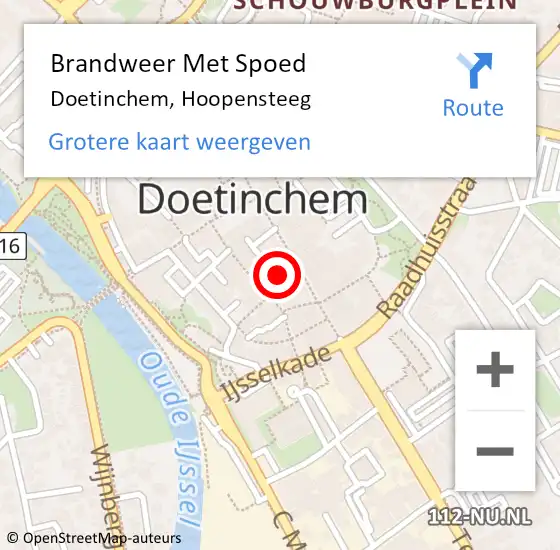 Locatie op kaart van de 112 melding: Brandweer Met Spoed Naar Doetinchem, Hoopensteeg op 11 september 2022 09:47