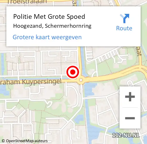 Locatie op kaart van de 112 melding: Politie Met Grote Spoed Naar Hoogezand, Schermerhornring op 11 september 2022 09:47