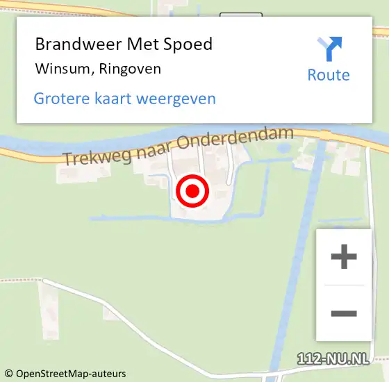 Locatie op kaart van de 112 melding: Brandweer Met Spoed Naar Winsum, Ringoven op 11 september 2022 09:52