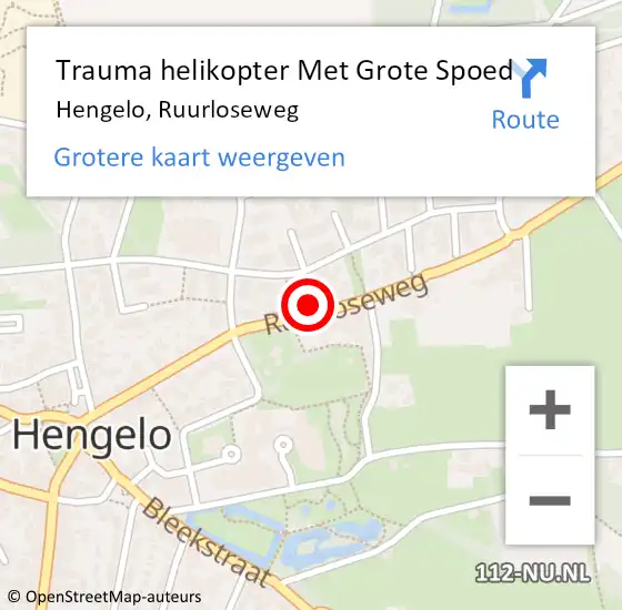 Locatie op kaart van de 112 melding: Trauma helikopter Met Grote Spoed Naar Hengelo, Ruurloseweg op 11 september 2022 09:57