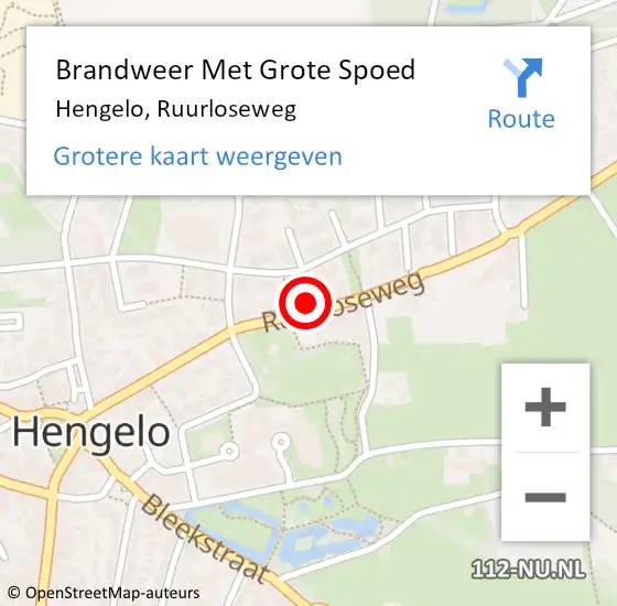 Locatie op kaart van de 112 melding: Brandweer Met Grote Spoed Naar Hengelo, Ruurloseweg op 11 september 2022 10:03