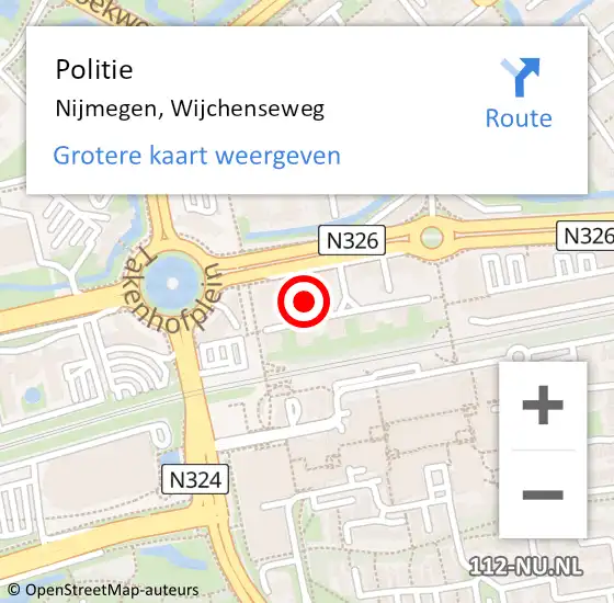 Locatie op kaart van de 112 melding: Politie Nijmegen, Wijchenseweg op 11 september 2022 10:06