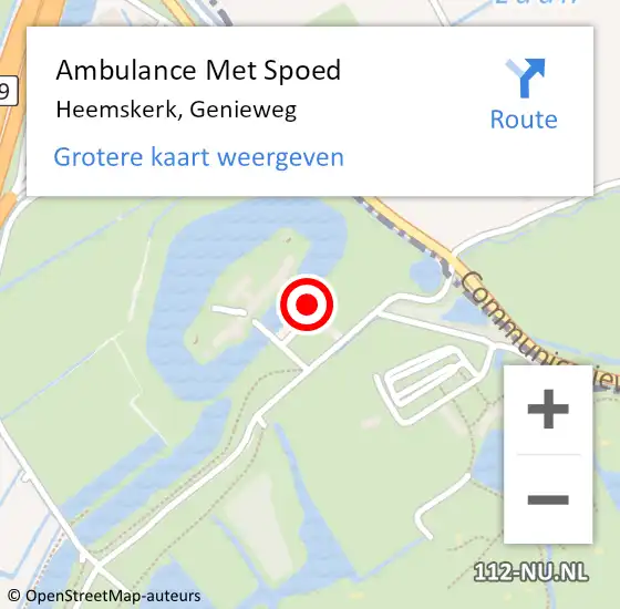 Locatie op kaart van de 112 melding: Ambulance Met Spoed Naar Heemskerk, Genieweg op 11 september 2022 10:17