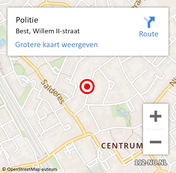 Locatie op kaart van de 112 melding: Politie Best, Willem II-straat op 11 september 2022 10:34