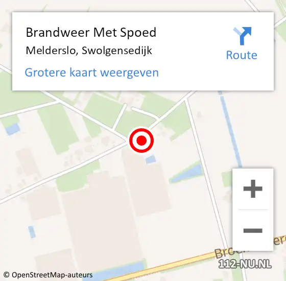 Locatie op kaart van de 112 melding: Brandweer Met Spoed Naar Melderslo, Swolgensedijk op 11 september 2022 10:53