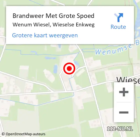 Locatie op kaart van de 112 melding: Brandweer Met Grote Spoed Naar Wenum Wiesel, Wieselse Enkweg op 29 juli 2014 00:18