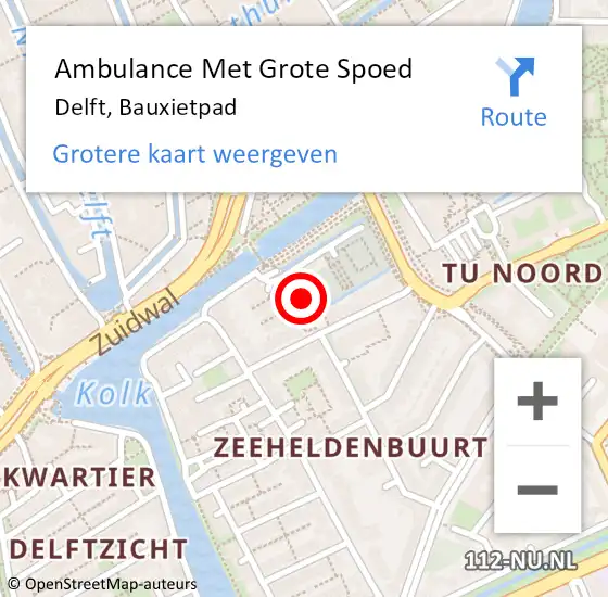 Locatie op kaart van de 112 melding: Ambulance Met Grote Spoed Naar Delft, Bauxietpad op 11 september 2022 11:13