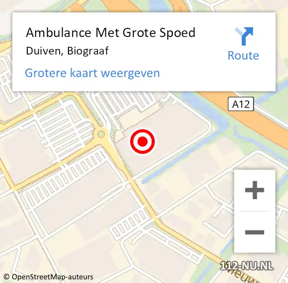 Locatie op kaart van de 112 melding: Ambulance Met Grote Spoed Naar Duiven, Biograaf op 11 september 2022 11:21
