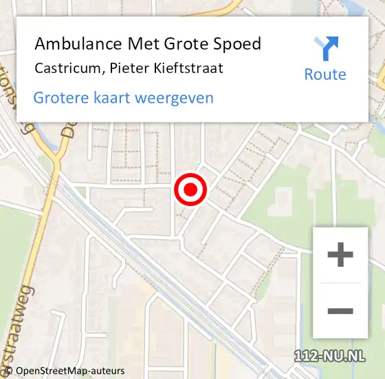 Locatie op kaart van de 112 melding: Ambulance Met Grote Spoed Naar Castricum, Pieter Kieftstraat op 11 september 2022 11:27