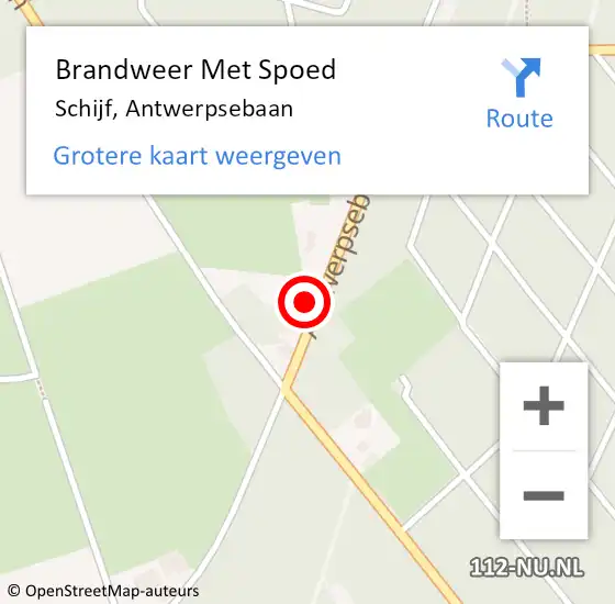 Locatie op kaart van de 112 melding: Brandweer Met Spoed Naar Schijf, Antwerpsebaan op 11 september 2022 11:35