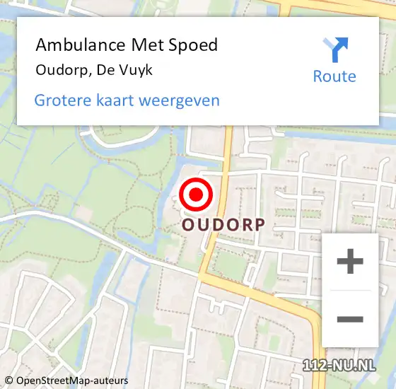 Locatie op kaart van de 112 melding: Ambulance Met Spoed Naar Oudorp, De Vuyk op 29 juli 2014 00:23