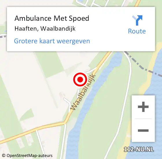 Locatie op kaart van de 112 melding: Ambulance Met Spoed Naar Haaften, Waalbandijk op 11 september 2022 11:43