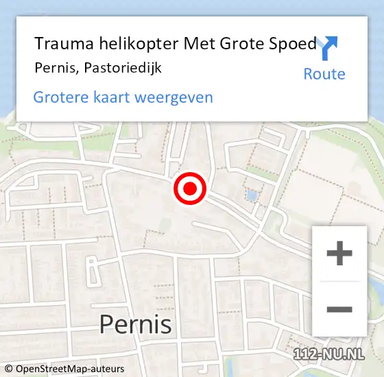 Locatie op kaart van de 112 melding: Trauma helikopter Met Grote Spoed Naar Pernis, Pastoriedijk op 11 september 2022 11:57