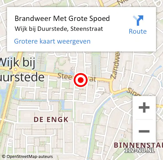 Locatie op kaart van de 112 melding: Brandweer Met Grote Spoed Naar Wijk bij Duurstede, Steenstraat op 11 september 2022 12:03