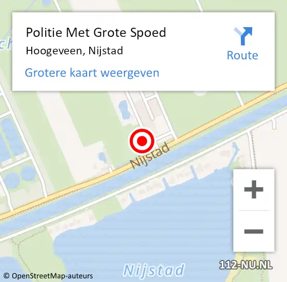 Locatie op kaart van de 112 melding: Politie Met Grote Spoed Naar Hoogeveen, Nijstad op 11 september 2022 12:07