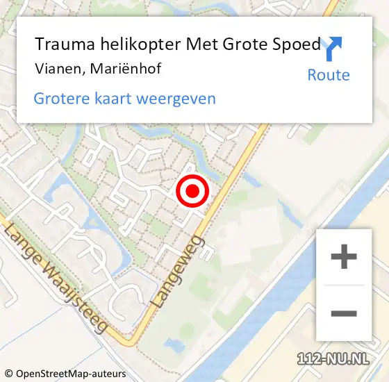 Locatie op kaart van de 112 melding: Trauma helikopter Met Grote Spoed Naar Vianen, Mariënhof op 11 september 2022 12:14
