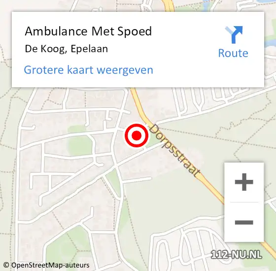 Locatie op kaart van de 112 melding: Ambulance Met Spoed Naar De Koog, Epelaan op 11 september 2022 12:14