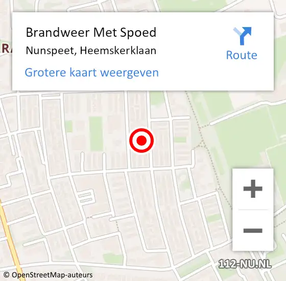 Locatie op kaart van de 112 melding: Brandweer Met Spoed Naar Nunspeet, Heemskerklaan op 11 september 2022 12:25