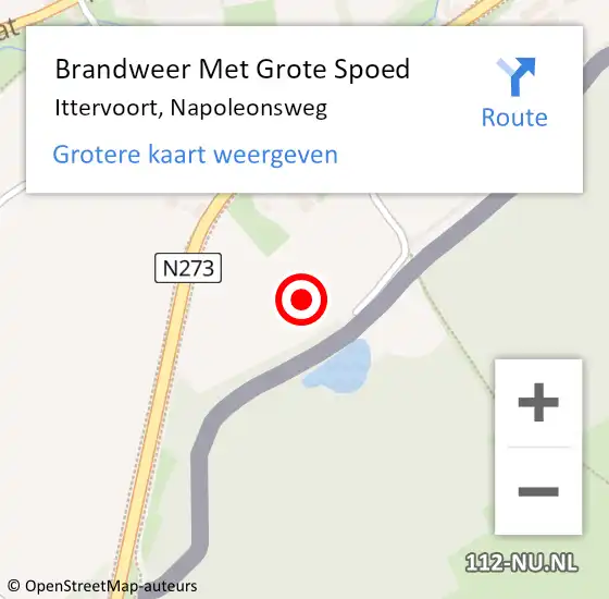 Locatie op kaart van de 112 melding: Brandweer Met Grote Spoed Naar Ittervoort, Napoleonsweg op 11 september 2022 12:34