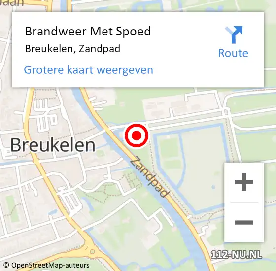 Locatie op kaart van de 112 melding: Brandweer Met Spoed Naar Breukelen, Zandpad op 11 september 2022 12:45