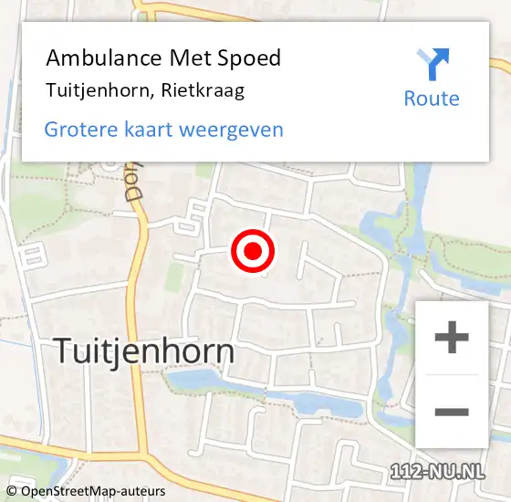Locatie op kaart van de 112 melding: Ambulance Met Spoed Naar Tuitjenhorn, Rietkraag op 11 september 2022 12:47