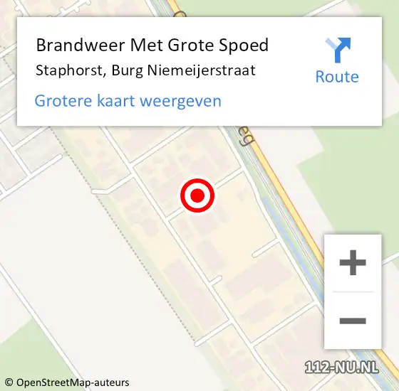Locatie op kaart van de 112 melding: Brandweer Met Grote Spoed Naar Staphorst, Burg Niemeijerstraat op 11 september 2022 12:55