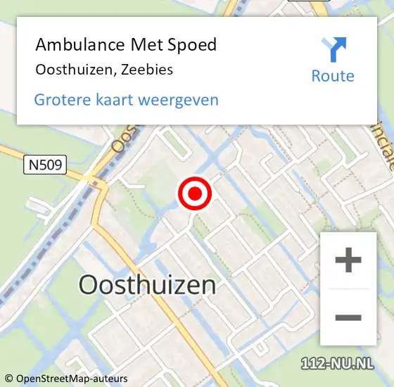 Locatie op kaart van de 112 melding: Ambulance Met Spoed Naar Oosthuizen, Zeebies op 11 september 2022 13:42
