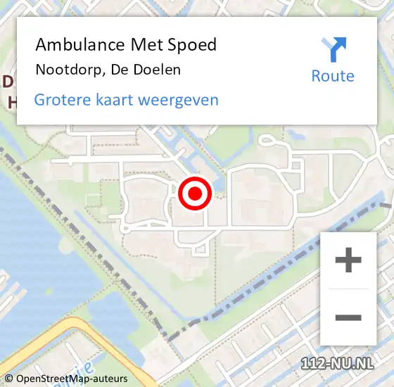 Locatie op kaart van de 112 melding: Ambulance Met Spoed Naar Nootdorp, De Doelen op 11 september 2022 14:02